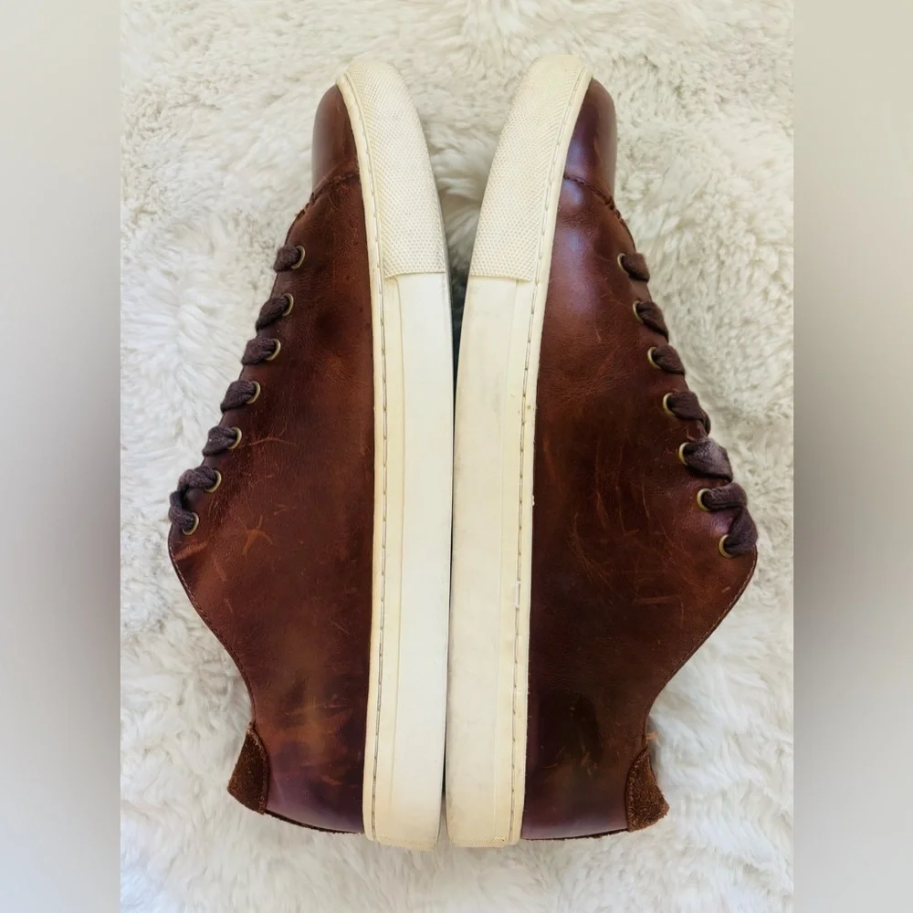 Polo Ralph Lauren Saddle Tan Brown Jermain Leather Trainer Sneaker Shoe Size 12